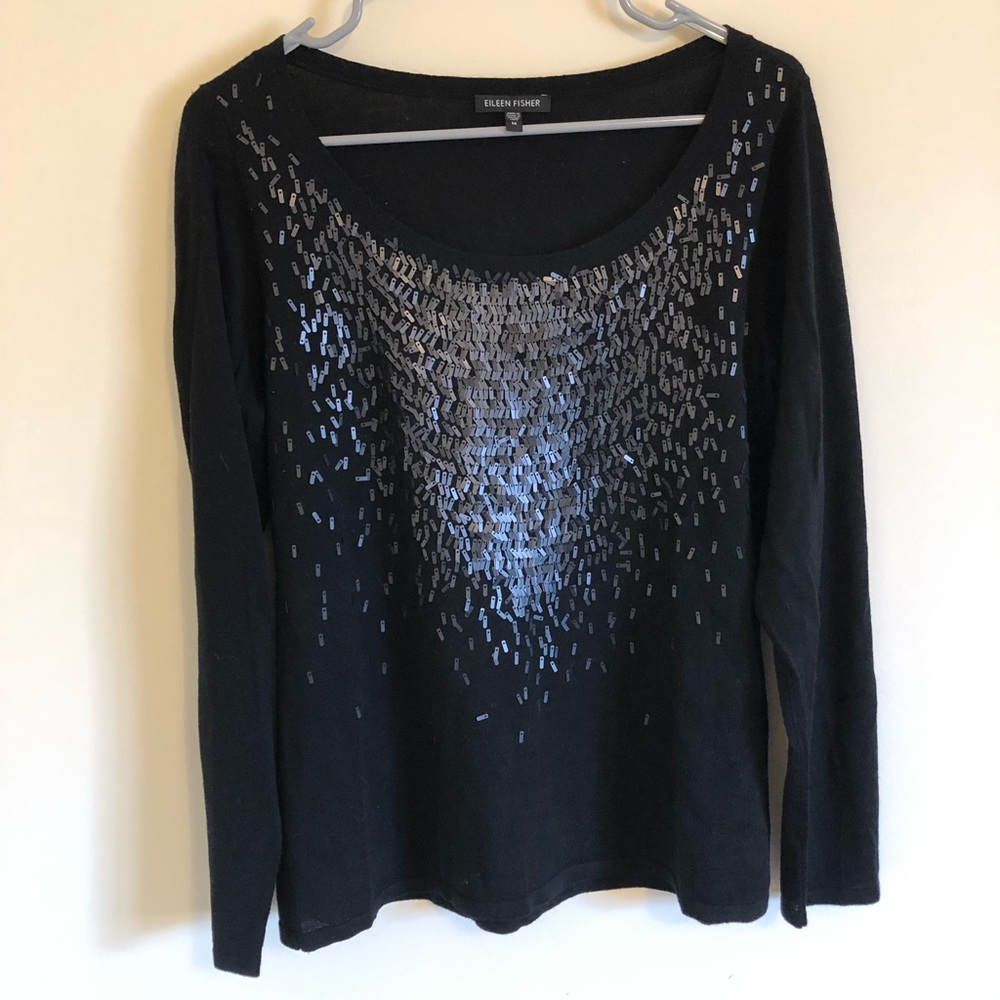 Eileen Fisher embellished wool sweater M